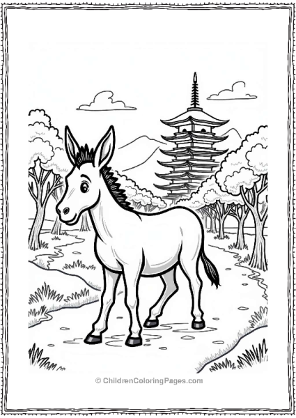 Donkey In A Japanese Landscape Free PDF Printable