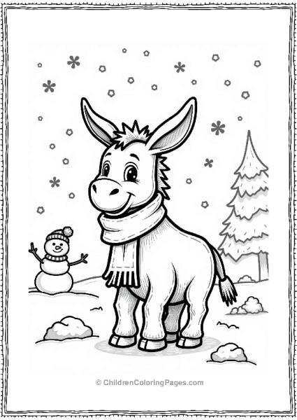 Donkey In A Snowy Landscape Free PDF Printable