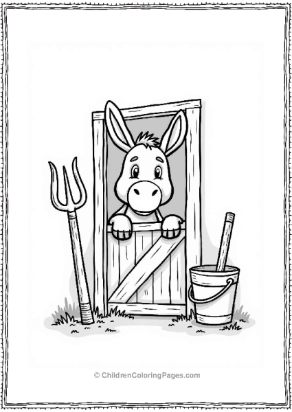 Donkey Peeking Out Of The Barn Free PDF Printable