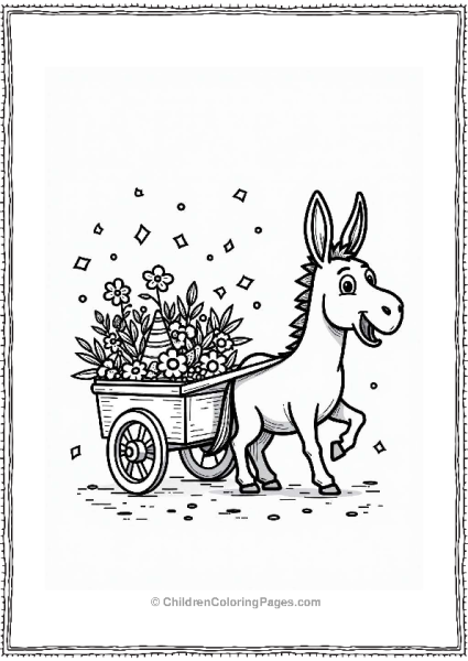 Donkey Pulling A Colorful Cart Free PDF Printable