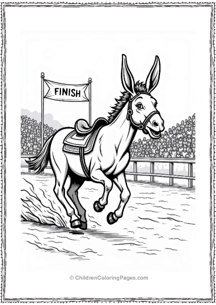 Donkey Racing With Cheerful Crowd Free PDF Printable