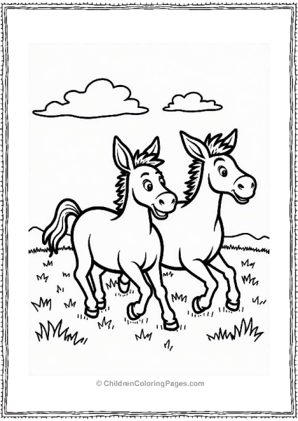 Donkeys Galloping In A Field Free PDF Printable