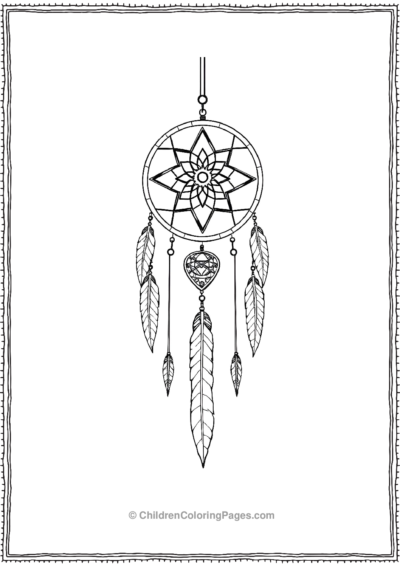 Dreamcatcher-Hanging-Under-The-Moon-With-Feathers- Free PDF Printable