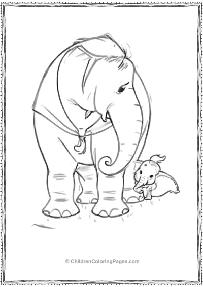 Dumbo-Hiding-Behind-His-Mother Free PDF Printable