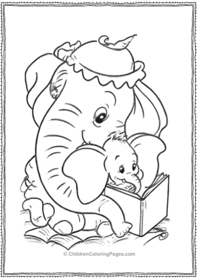 Dumbo-Reading-A-Book Free PDF Printable