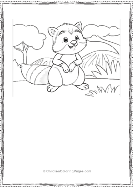 Easy To Color Raccoon Free PDF Printable