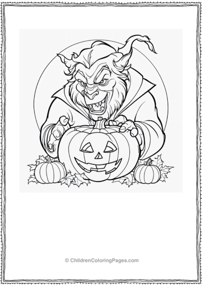 Evil Beast Carving A Pumpkin Free PDF Printable