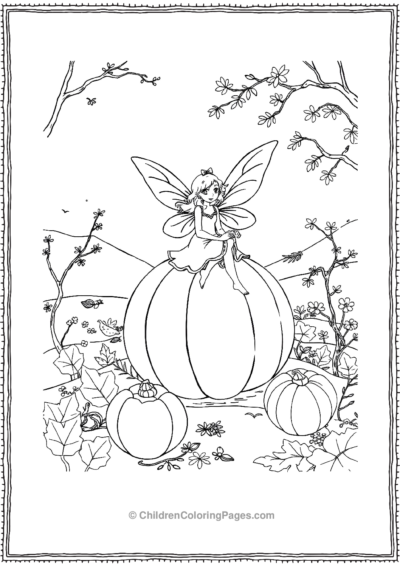 Fairy-Sitting-On-A-Huge-Pumpkin Free PDF Printable