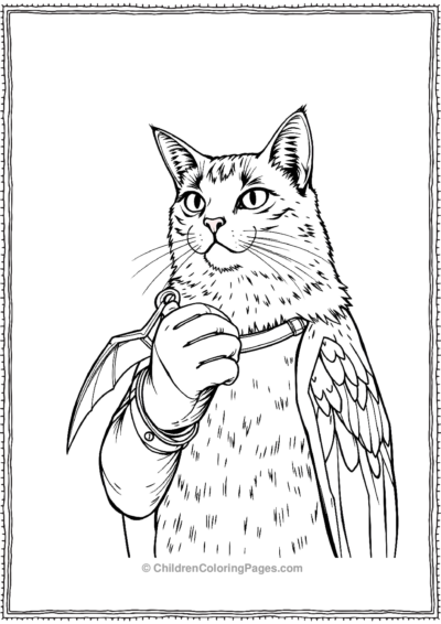 Falconer-Cat-With-A-Bat-Instead-Of-A-Falcon Free PDF Printable