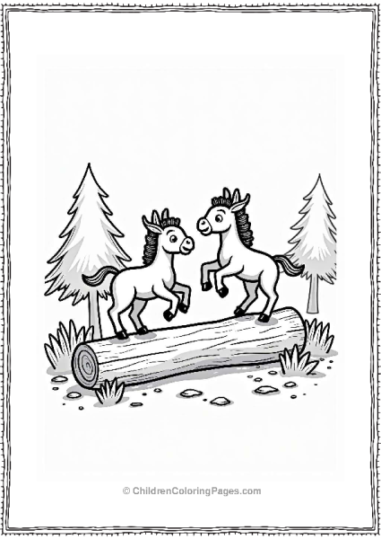 Foals Jumping Over A Log Free PDF Printable