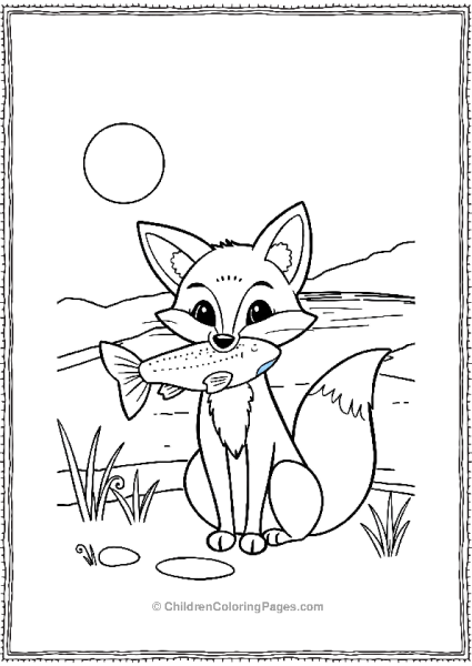 Fox Holding A Fish In Its Mouth Free PDF Printable