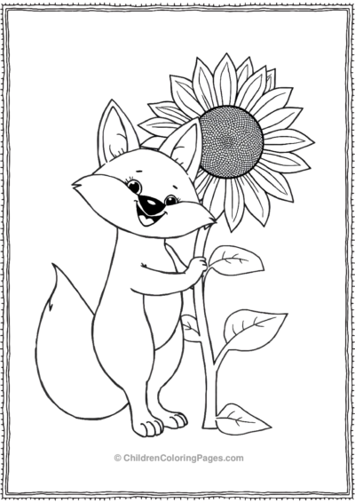 Fox-Holding-A-Sun-Flower Free PDF Printable