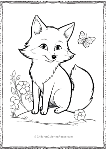 Fox Looking At A Butterfly Free PDF Printable