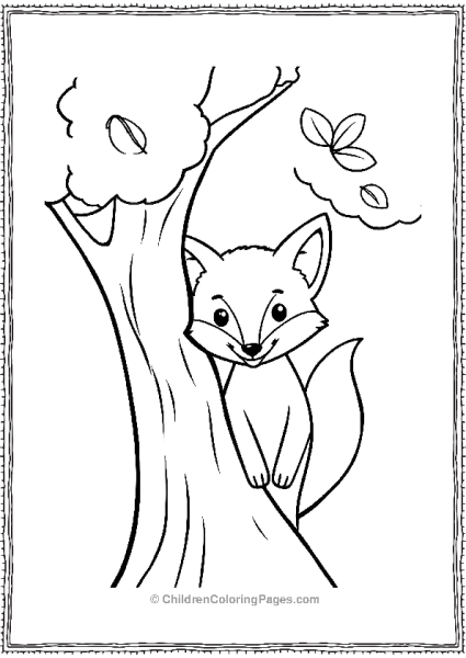 Fox Peeking From Behind A Tree Free PDF Printable