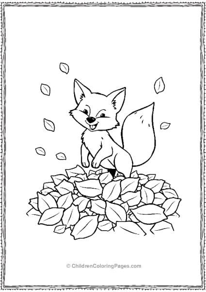 Fox Playing In A Pile Of Leaves Free PDF Printable