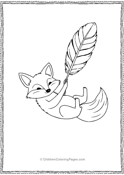 Fox Playing With A Feather Free PDF Printable