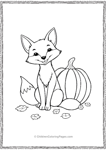 Fox Sitting Next To A Pumpkin Free PDF Printable