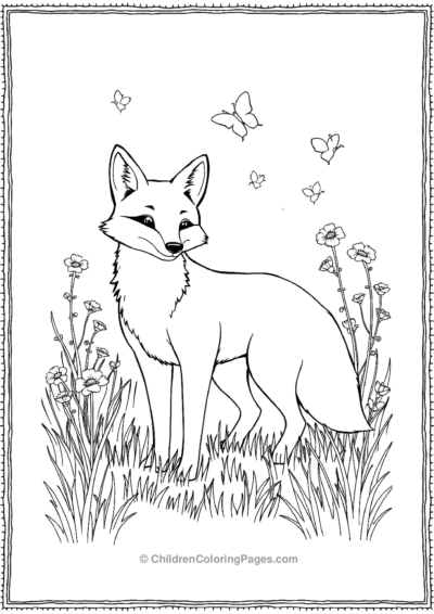 Fox-Standing-On-Grass Free PDF Printable