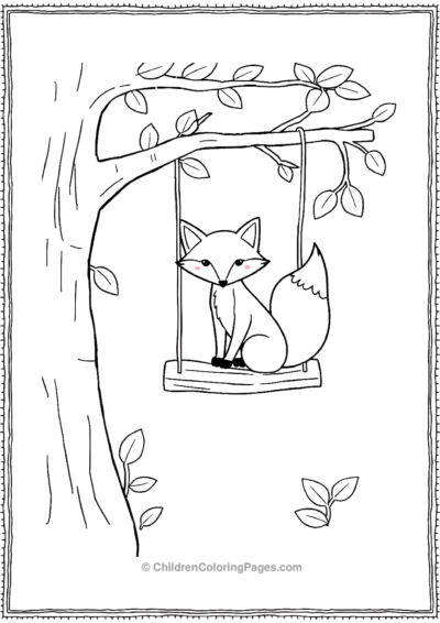 Fox-Taking-A-Swing-On-The-Tree Free PDF Printable