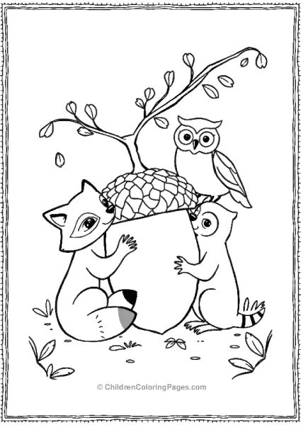 Friends Hugging A Huge Accorn Free PDF Printable