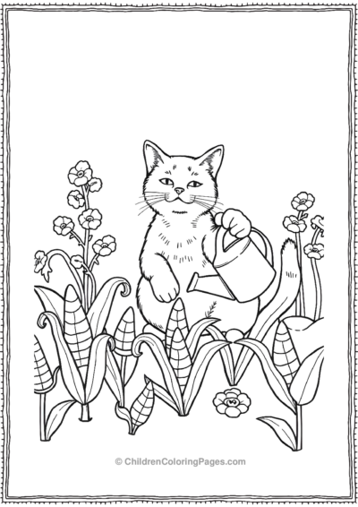 Gardener-Cat-Growing-A-Patch-Of-Candy-Corn-Plants Free PDF Printable