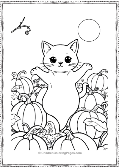 Ghost-Cat-Floating-Through-A-Pumpkin-Patch Free PDF Printable