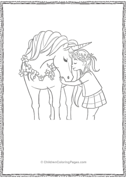 Girl Hugging Her Best Friend Unicorn Free PDF Printable