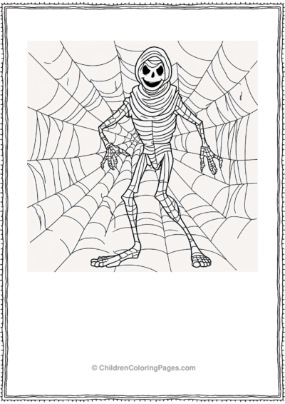 Goofy-Dressed-as-a-Mummy-with-Spider-Webs Free PDF Printable