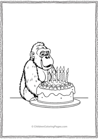 Gorilla-Blowing-Candles Free PDF Printable