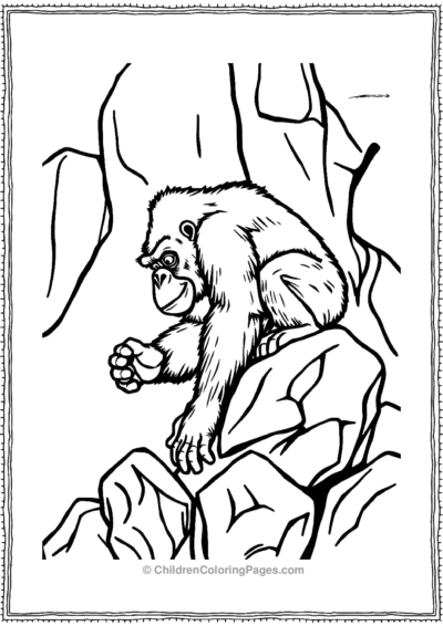 Gorilla-Climbing-Over-Rocks Free PDF Printable