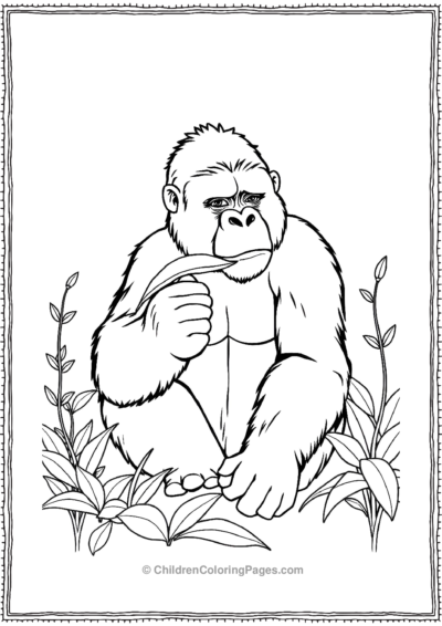 Gorilla-Eating-Leaves Free PDF Printable