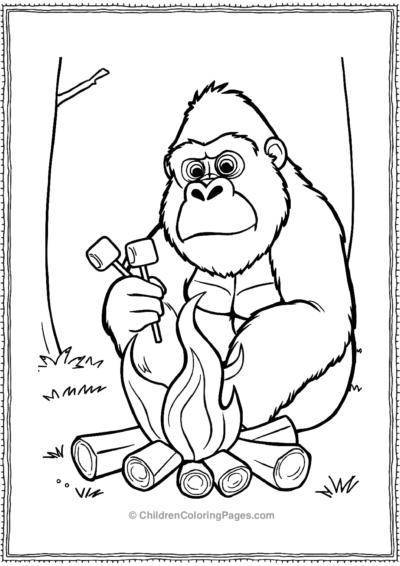 Gorilla-Enjoying-A-Campfire Free PDF Printable