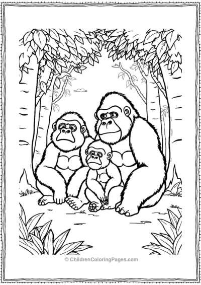 Gorilla-Family-Sitting-Together Free PDF Printable