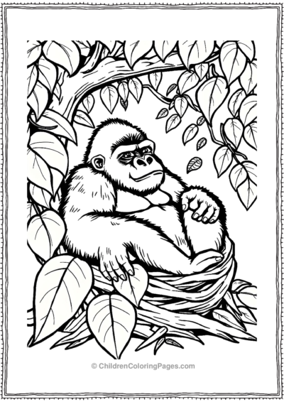 Gorilla-Laying-In-A-Leafy-Nest Free PDF Printable