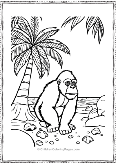 Gorilla-On-A-Tropical-Beach Free PDF Printable