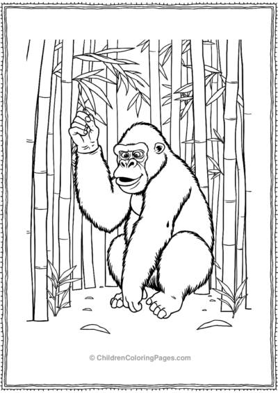 Gorilla-Playing-With-Bamboo-Sticks Free PDF Printable