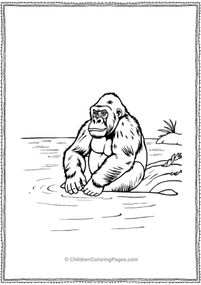 Gorilla-Relaxing-By-A-River Free PDF Printable