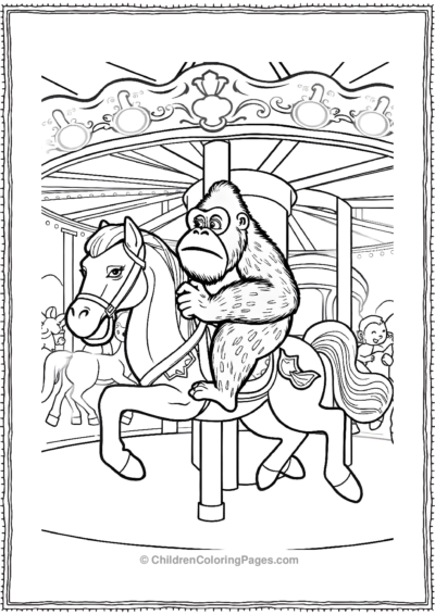 Gorilla-Ridding-A-Carousel-Horse Free PDF Printable