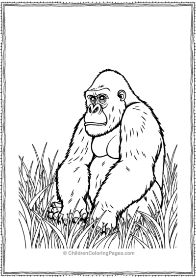 Gorilla-Sitting-In-A-Field Free PDF Printable