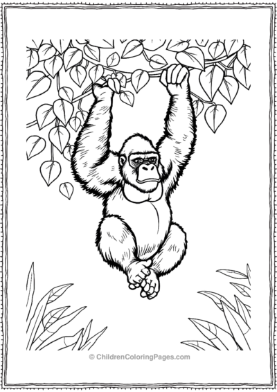 Gorilla-Swinging-From-A-Vine Free PDF Printable