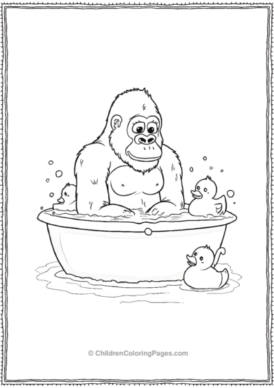 Gorilla-Taking-A-Bath-In-A-Bathtub Free PDF Printable