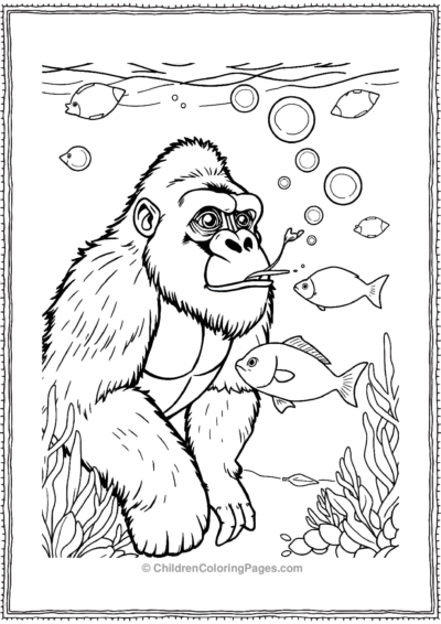 Gorilla-Underwater-Blowing-Bubbles Free PDF Printable