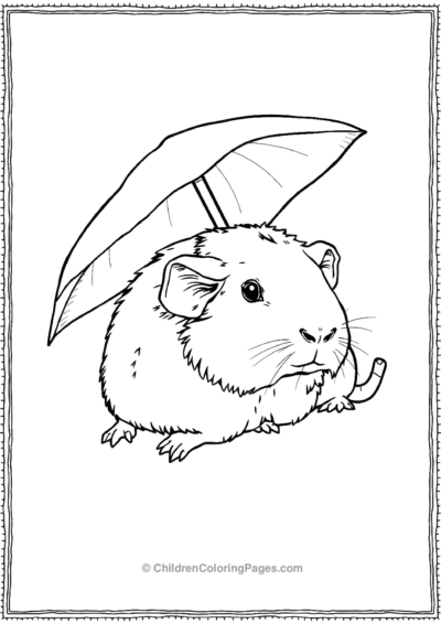 Guinea-Pig-Holding-A-Leaf-Umbrella Free PDF Printable