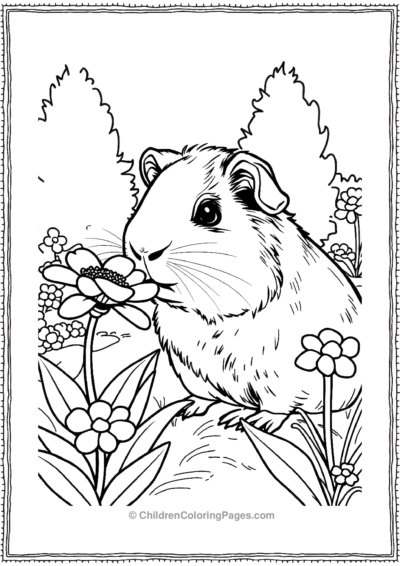 Guinea-Pig-Sniffing-A-Flower Free PDF Printable