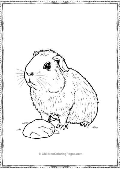 Guinea-Pig-Standing-With-A-Pebbal Free PDF Printable