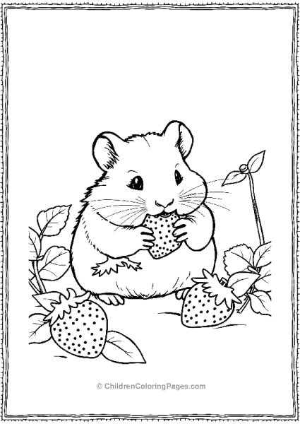 Hamster Eating A Strawberry Free PDF Printable