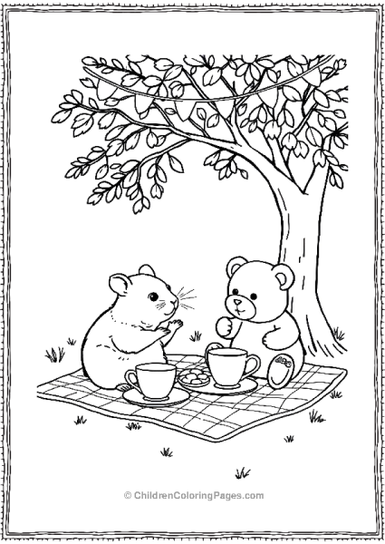 Hamster Having A Tea Party Free PDF Printable