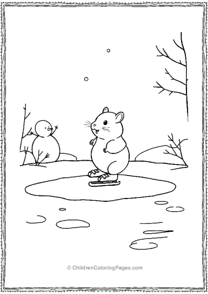 Hamster On A Frozen Puddle Free PDF Printable