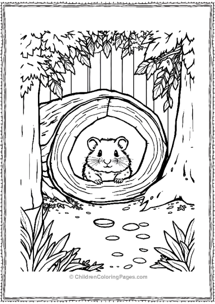 Hamster Peeking From A Hallow Log Free PDF Printable