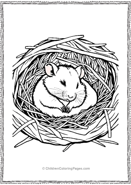 Hamster Sleeping In A Nest Free PDF Printable